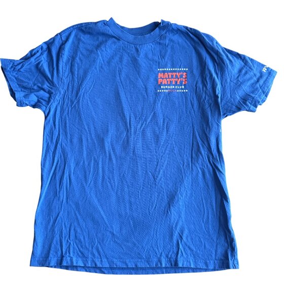 Mattys Pattys Burger Club RVCA Blue Graphic T-Shirt M NWOT - Picture 1 of 4